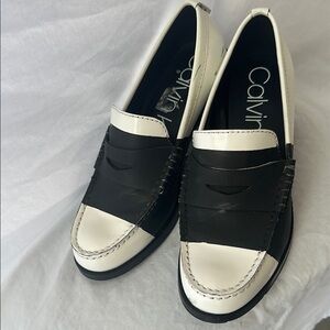 Calvin Klein Women Pamelyn New Black/White Heels Pumps Slip On Shoes Sz 8 Ladies